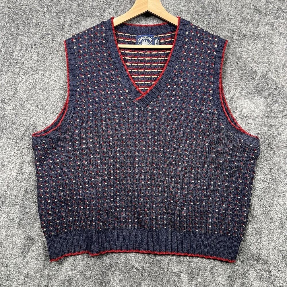 Boathouse Row Nordic Knit Sweater Vest Men's XL Preppy Grandpa Geometric Wool